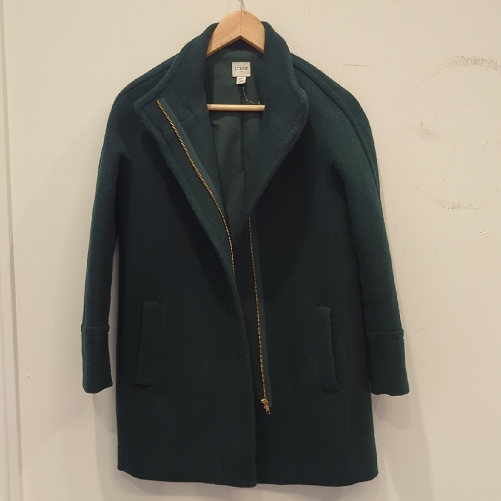 J. Crew Green Pea Coat with Modern Fit